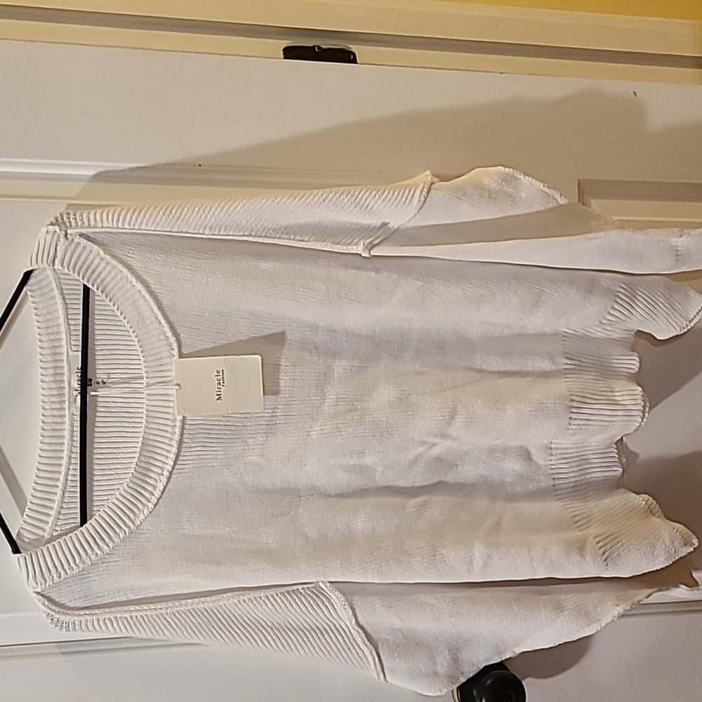 NWT Miracle White Cotton Knit Sweater